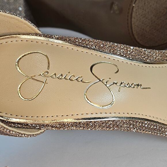Jessica Simpson Sparkly Gold Hazzu Block Heeled Strappy Sandal Size 7.5M - Picture 8 of 10